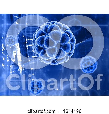 3D Medical Background with Virus Cells on Abstract Design by KJ Pargeter