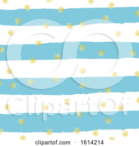Gold Christmas Snowflakes on Grunge Stripe Background by KJ Pargeter