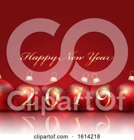 Happy New Year Background with Baubles by KJ Pargeter