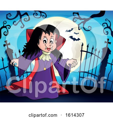 Clipart of a Vampiress by Gates - Royalty Free Vector Illustration by visekart