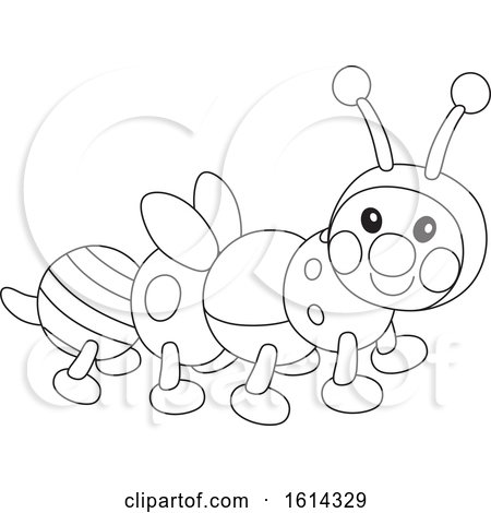 Clipart of a Lineart Caterpillar Toy - Royalty Free Vector Illustration by Alex Bannykh