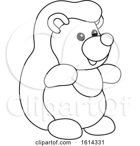Clipart of a Lineart Hedgehog Toy - Royalty Free Vector Illustration by Alex Bannykh