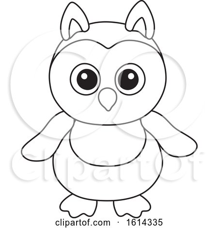 Clipart of a Lineart Owl Toy - Royalty Free Vector Illustration by Alex Bannykh