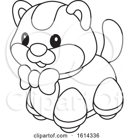 Clipart of a Lineart Kitten Toy - Royalty Free Vector Illustration by Alex Bannykh