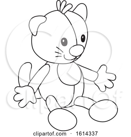 Clipart of a Lineart Cat Toy - Royalty Free Vector Illustration by Alex Bannykh