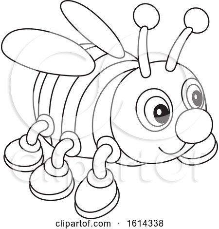 Clipart of a Lineart Bee Toy - Royalty Free Vector Illustration by Alex Bannykh
