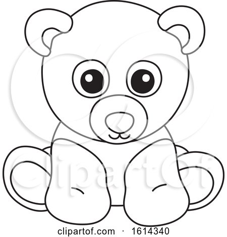 Clipart of a Lineart Teddy Bear Toy - Royalty Free Vector Illustration by Alex Bannykh
