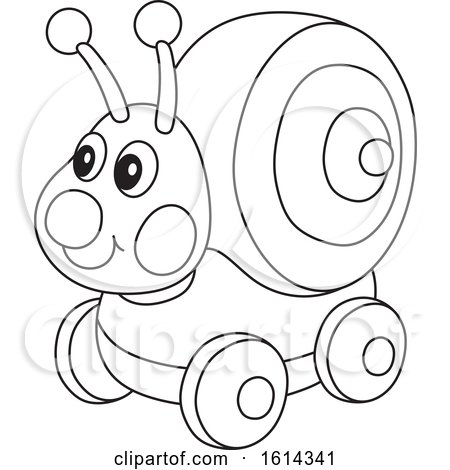 Clipart of a Lineart Snail Toy - Royalty Free Vector Illustration by Alex Bannykh