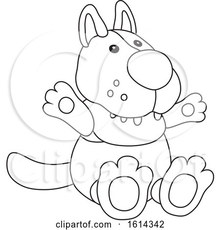Clipart of a Lineart Wolf Toy - Royalty Free Vector Illustration by Alex Bannykh