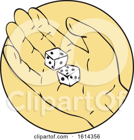 Clipart of a Sketched Hand Holding Dice - Royalty Free Vector Illustration by patrimonio