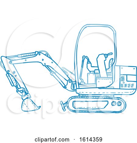 Clipart of a Blue Mechanical Digger Machine - Royalty Free Vector Illustration by patrimonio