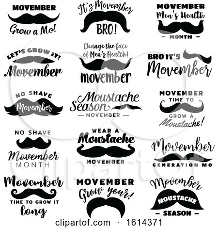 Clipart of Mustaches for No Shave November - Royalty Free Vector Illustration by Vector Tradition SM