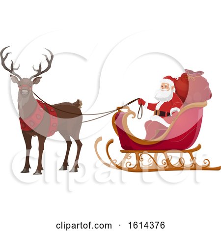 Clipart of Santa in His Sleigh - Royalty Free Vector Illustration by Vector Tradition SM
