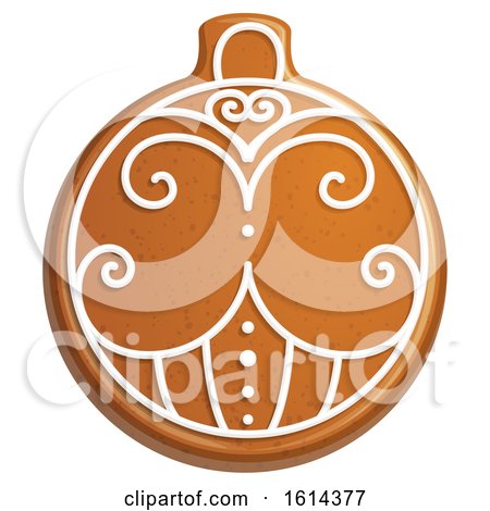 Clipart of a Christmas Bauble Gingerbread Cookie with Icing - Royalty Free Vector Illustration by Vector Tradition SM