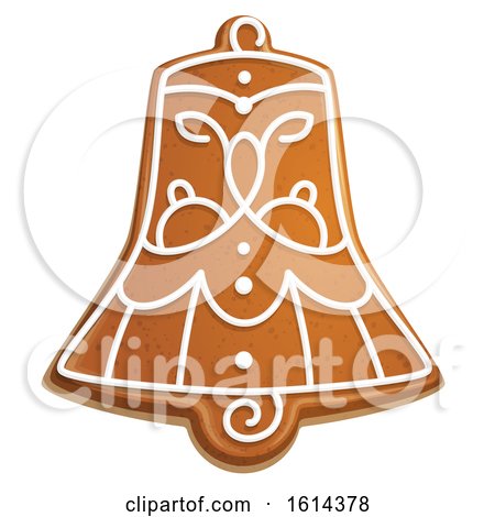 Clipart of a Christmas Bell Gingerbread Cookie with Icing - Royalty Free Vector Illustration by Vector Tradition SM