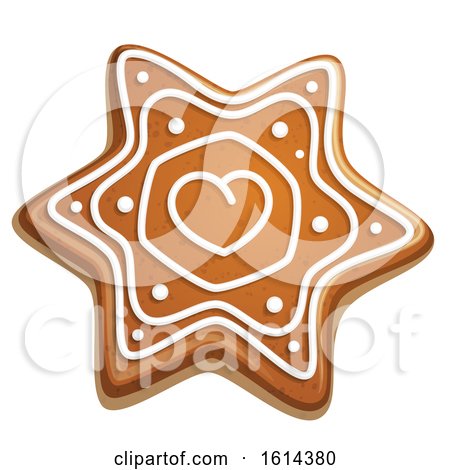 Clipart of a Christmas Snowflake Gingerbread Cookie with Icing - Royalty Free Vector Illustration by Vector Tradition SM