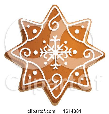 Clipart of a Christmas Snowflake Gingerbread Cookie with Icing - Royalty Free Vector Illustration by Vector Tradition SM