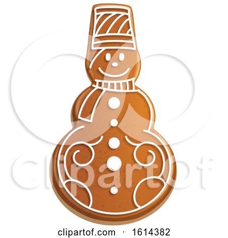 Clipart of a Christmas Snowman Gingerbread Cookie with Icing - Royalty Free Vector Illustration by Vector Tradition SM