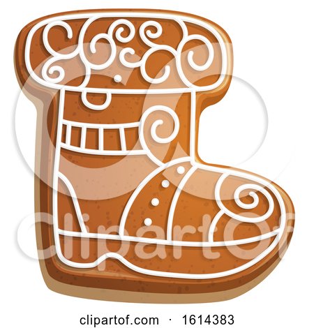 Clipart of a Christmas Stocking Gingerbread Cookie with Icing - Royalty Free Vector Illustration by Vector Tradition SM