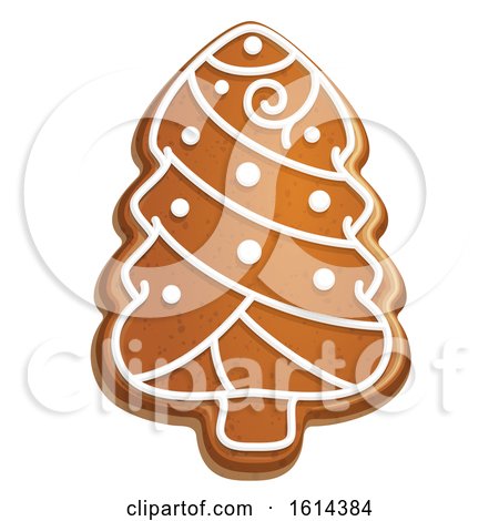 Clipart of a Christmas Tree Gingerbread Cookie with Icing - Royalty Free Vector Illustration by Vector Tradition SM