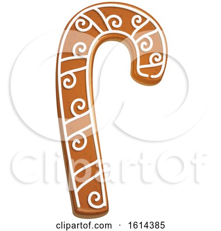 Clipart of a Christmas Candy Cane Gingerbread Cookie with Icing - Royalty Free Vector Illustration by Vector Tradition SM