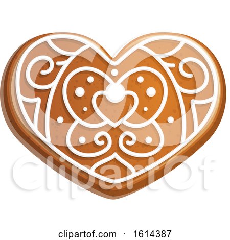 Clipart of a Christmas Heart Gingerbread Cookie with Icing - Royalty Free Vector Illustration by Vector Tradition SM