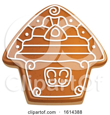 Clipart of a Christmas House Gingerbread Cookie with Icing - Royalty Free Vector Illustration by Vector Tradition SM