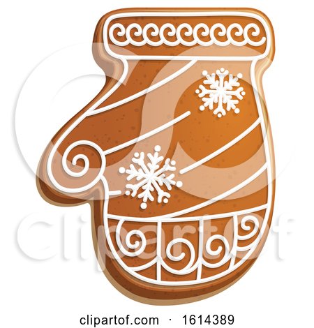 Clipart of a Christmas Mitten Gingerbread Cookie with Icing - Royalty Free Vector Illustration by Vector Tradition SM