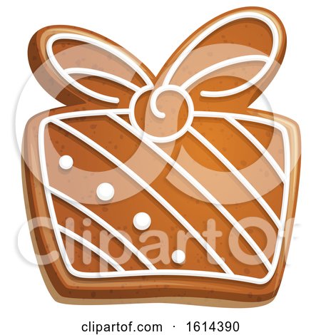 Clipart of a Christmas Gift Gingerbread Cookie with Icing - Royalty Free Vector Illustration by Vector Tradition SM