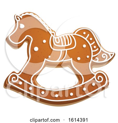 Clipart of a Christmas Rocking Horse Gingerbread Cookie with Icing - Royalty Free Vector Illustration by Vector Tradition SM