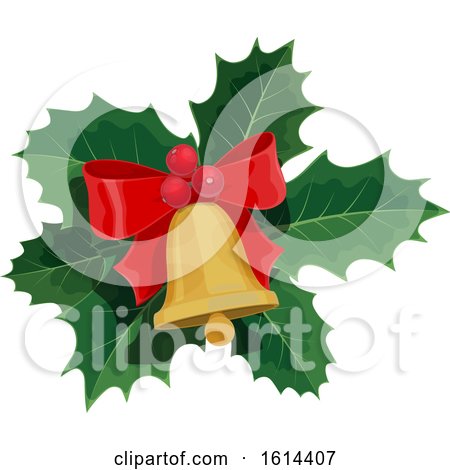 Clipart of a Christmas Holly and Bell Design - Royalty Free Vector Illustration by Vector Tradition SM