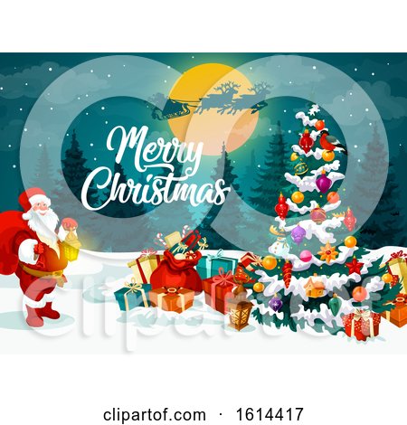 Clipart of a Merry Christmas Greeting - Royalty Free Vector Illustration by Vector Tradition SM
