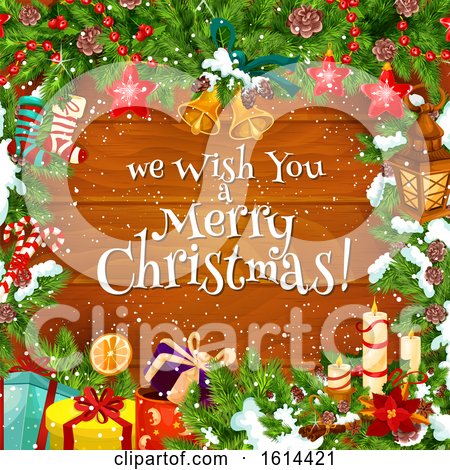 Clipart of a We Wish You a Merry Christmas Greeting - Royalty Free Vector Illustration by Vector Tradition SM
