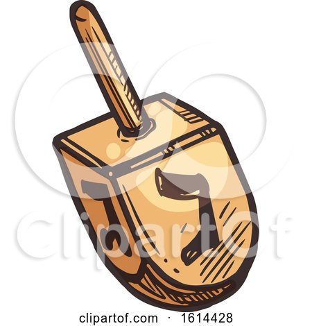 Clipart of a Sketched Dreidel - Royalty Free Vector Illustration by Vector Tradition SM