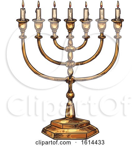 Clipart of a Sketched Menorah - Royalty Free Vector Illustration by Vector Tradition SM