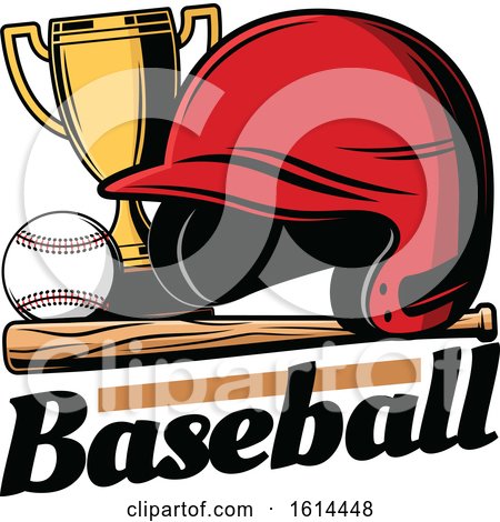 Clipart of a Baseball with a Helmet Bat and Trophy - Royalty Free Vector Illustration by Vector Tradition SM