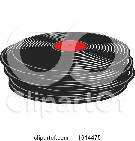 Clipart of a Stack of Lp Vinyl Record - Royalty Free Vector Illustration by Vector Tradition SM