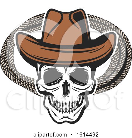 Clipart of a Wild West Cowboy Skull Wearing a Hat - Royalty Free Vector Illustration by Vector Tradition SM