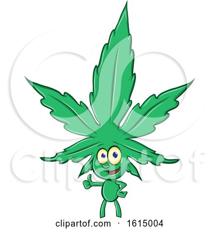 Clipart of a Cannabis Marijuana Pot Leaf Mascot - Royalty Free Vector Illustration by Domenico Condello