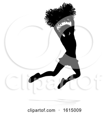 Cheerleader Pom Poms Silhouette, on a white background by AtStockIllustration