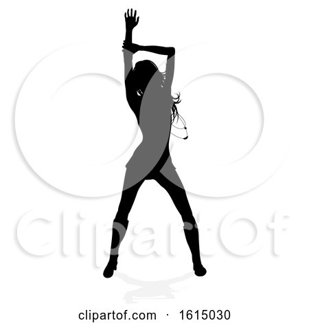 Woman Dancing Person Silhouette, on a white background by AtStockIllustration