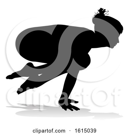 Yoga Pilates Pose Woman Silhouette, on a white background by AtStockIllustration