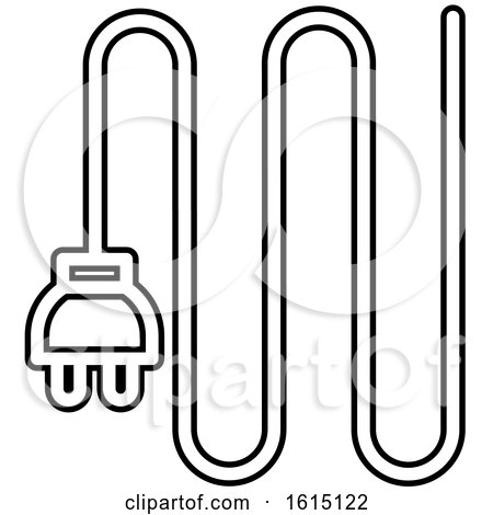 Clipart of a Black and White 2 Pin Plug - Royalty Free Vector Illustration by Lal Perera