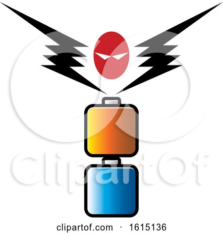 Clipart of a Face and Bolts over Two Batteries - Royalty Free Vector Illustration by Lal Perera