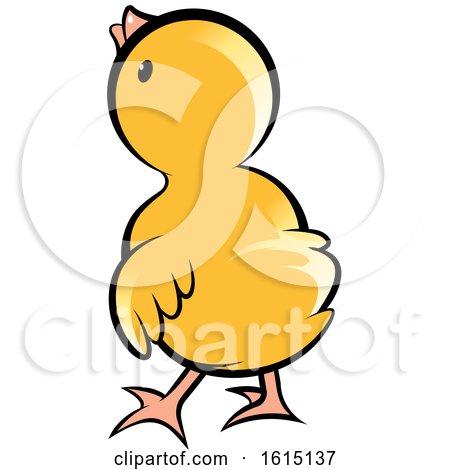 Clipart of a Rear View of a Cute Yellow Chick - Royalty Free Vector Illustration by Lal Perera