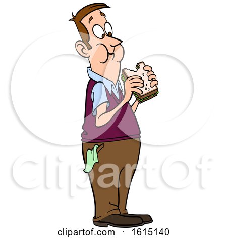 Clipart of a Cartoon White Man Eating a Sandwich - Royalty Free Vector  Illustration by yayayoyo #1615140