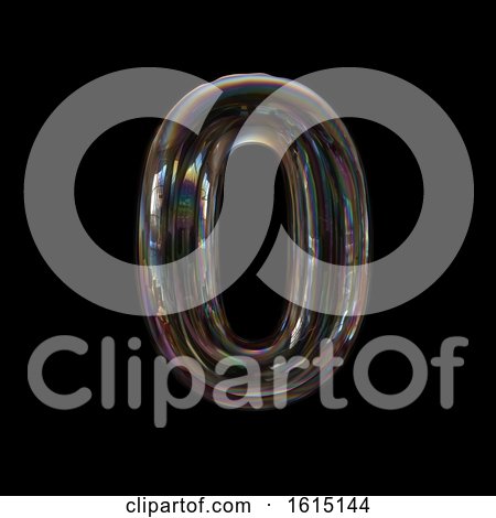 Clipart of a Soap Bubble Number 0 on a Black Background - Royalty Free Illustration by chrisroll