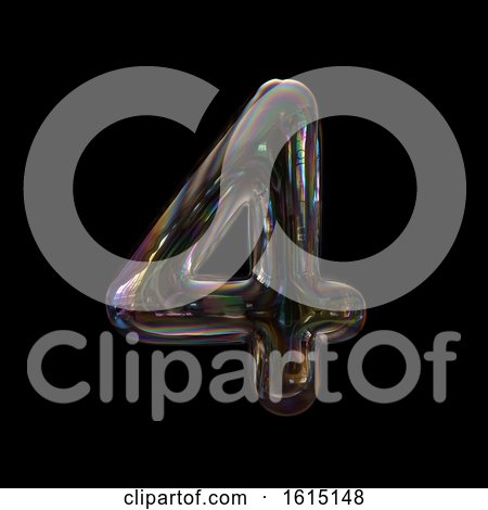 Clipart of a Soap Bubble Number 4 on a Black Background - Royalty Free Illustration by chrisroll