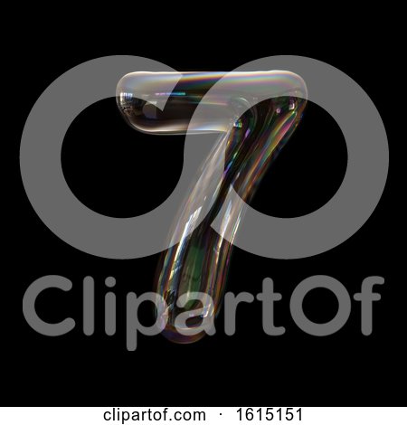Clipart of a Soap Bubble Number 7 on a Black Background - Royalty Free Illustration by chrisroll