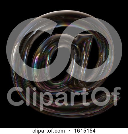 Clipart of a Soap Bubble Email Arobase at Symbol on a Black Background - Royalty Free Illustration by chrisroll